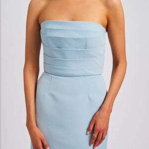 Amsale Sonia Bridesmaids Dress in Ice Blue